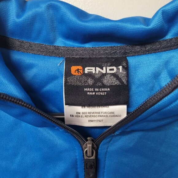 AND1 Full Zip Jacket Lightweight Pockets Blue Athletic Windbreaker Mens XL - Picture 6 of 10
